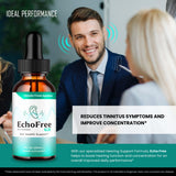 Echo Free Tinnitus Drops, líquido claro, presentación elegante para uso diario.