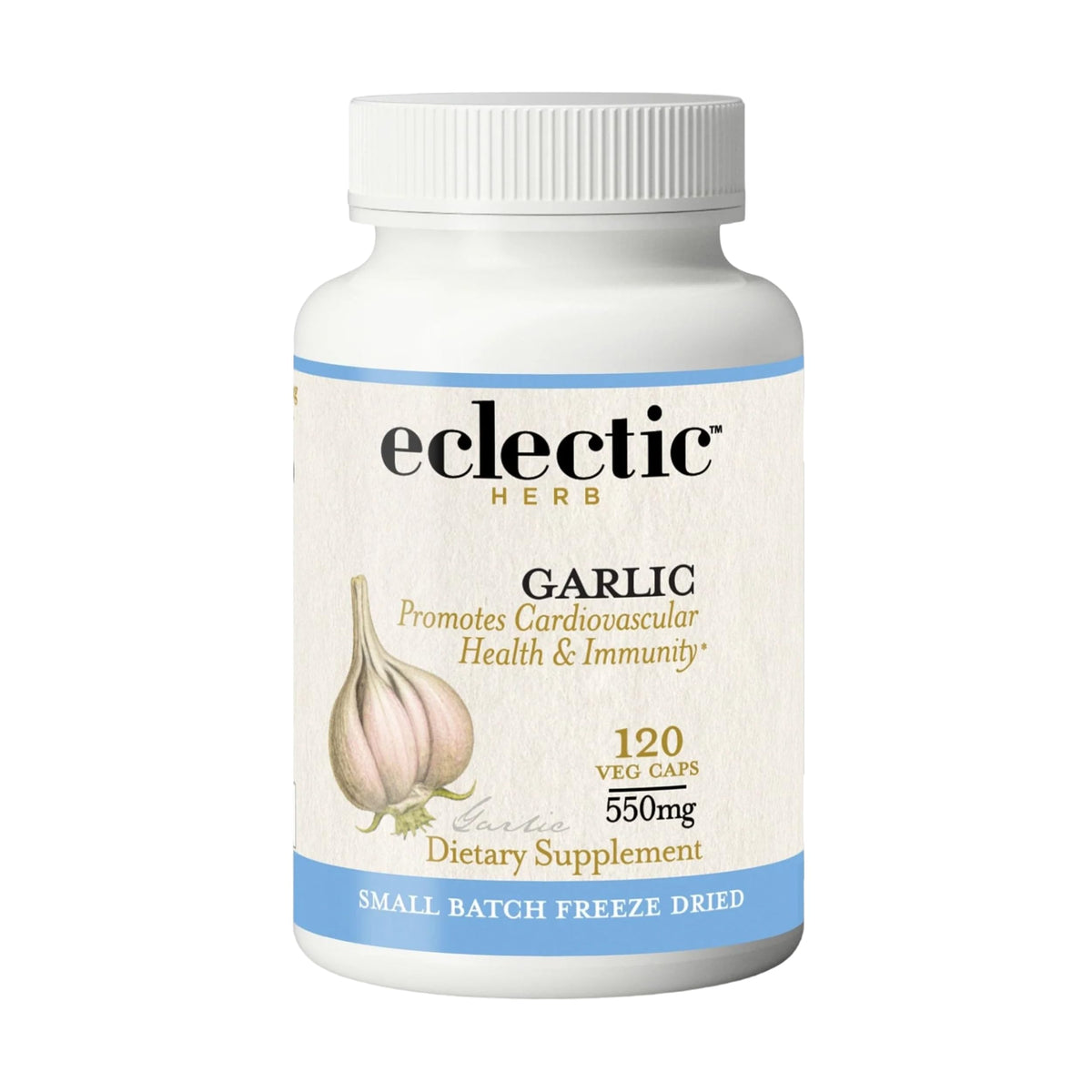 Eclectic Institute Ajo cápsulas en bote para apoyar la salud cardiovascular.