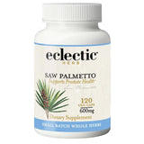 Eclectic Institute Saw Palmetto cápsulas en frasco para uso diario.