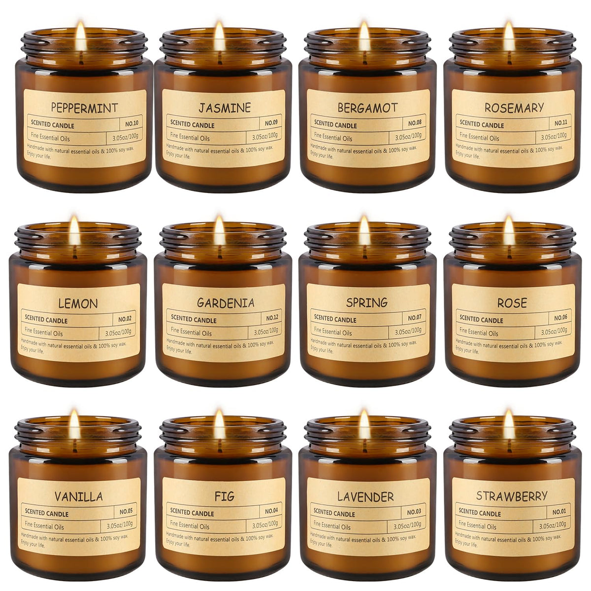 Velas ECLHTLNY set de 12 para ambiente cálido y relajante