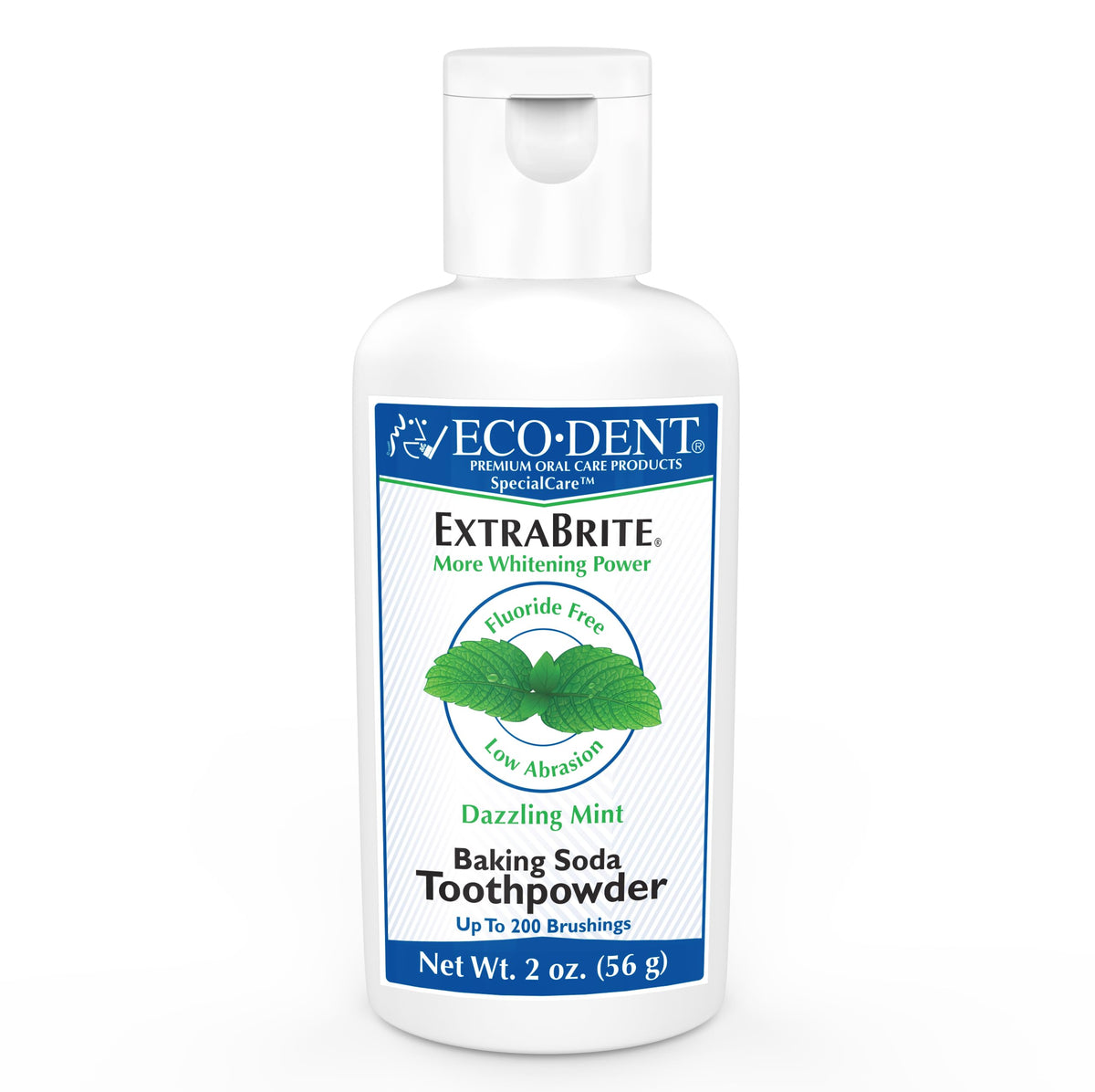 Eco-Dent ExtraBrite polvo dental bicarbonato, limpieza suave y efectiva