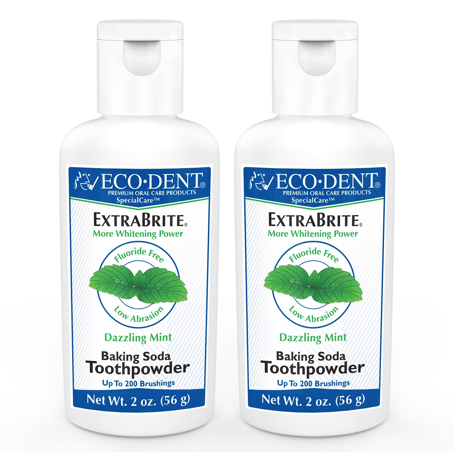 ECO-DENT ExtraBrite polvo dentífrico menta, frente; blanqueamiento suave posible