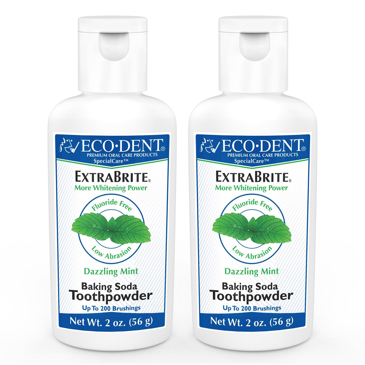 ECO-DENT ExtraBrite polvo dentífrico menta, frente; blanqueamiento suave posible