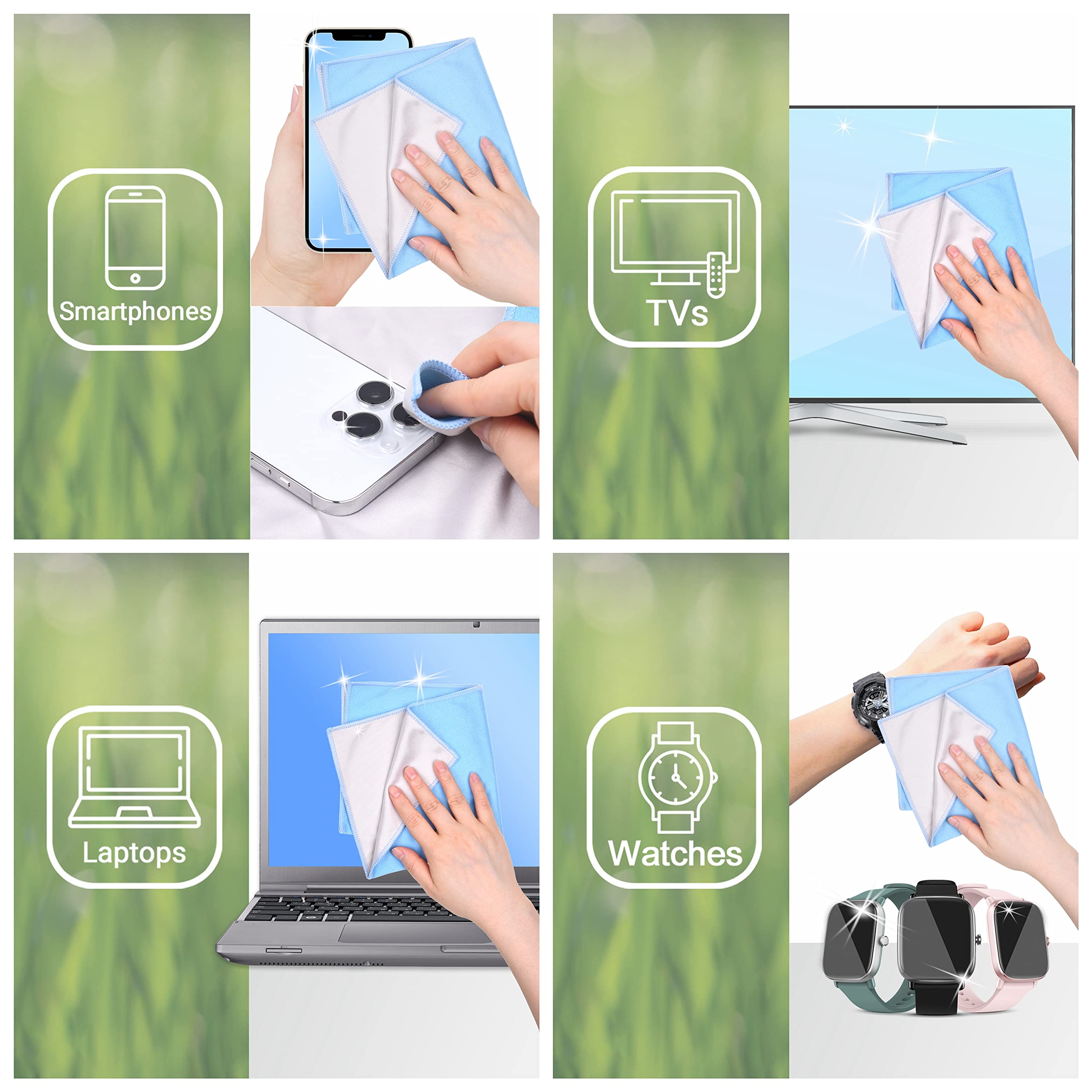 eco-fused paño para televisores y monitores, limpieza sin residuos.