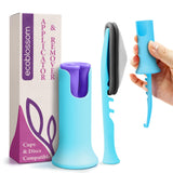 EcoBlossom: aplicador de copa menstrual turquesa para inserciones más cómodas.