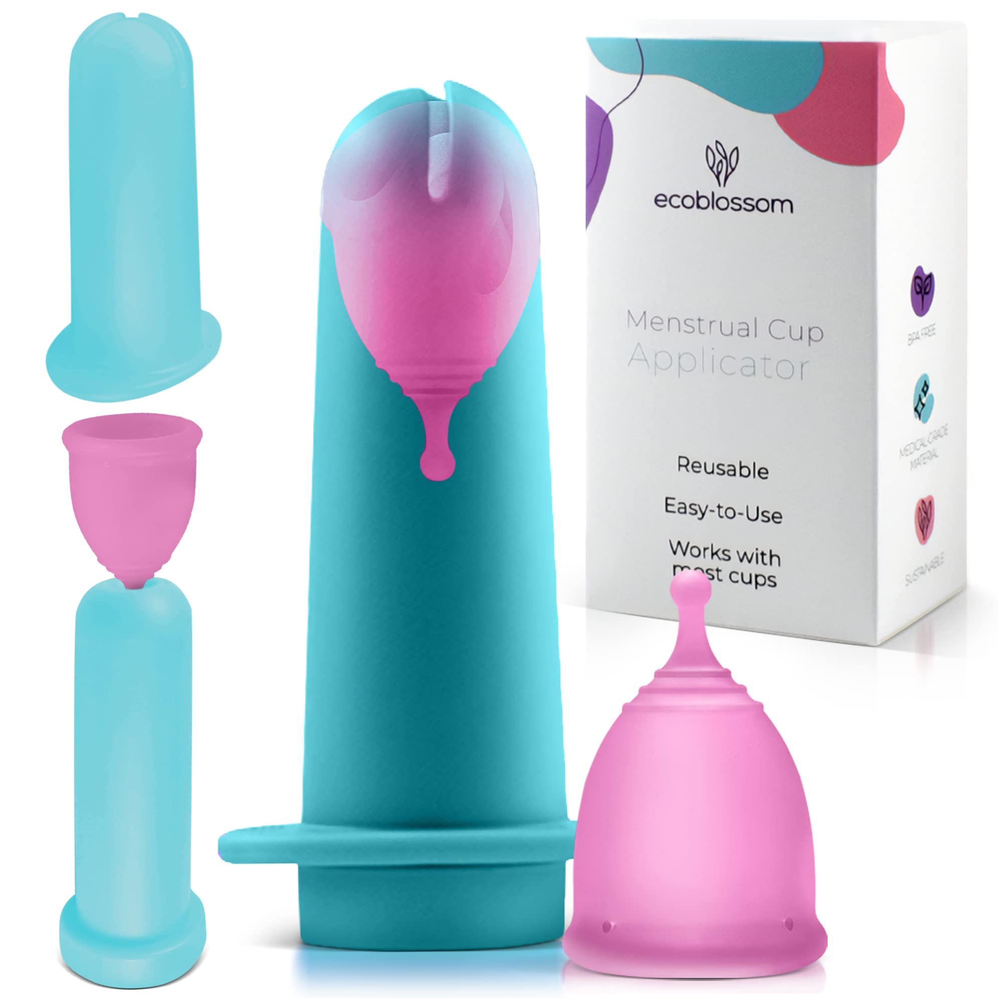 EcoBlossom aplicador menstrual, uso fácil para inserción suave
