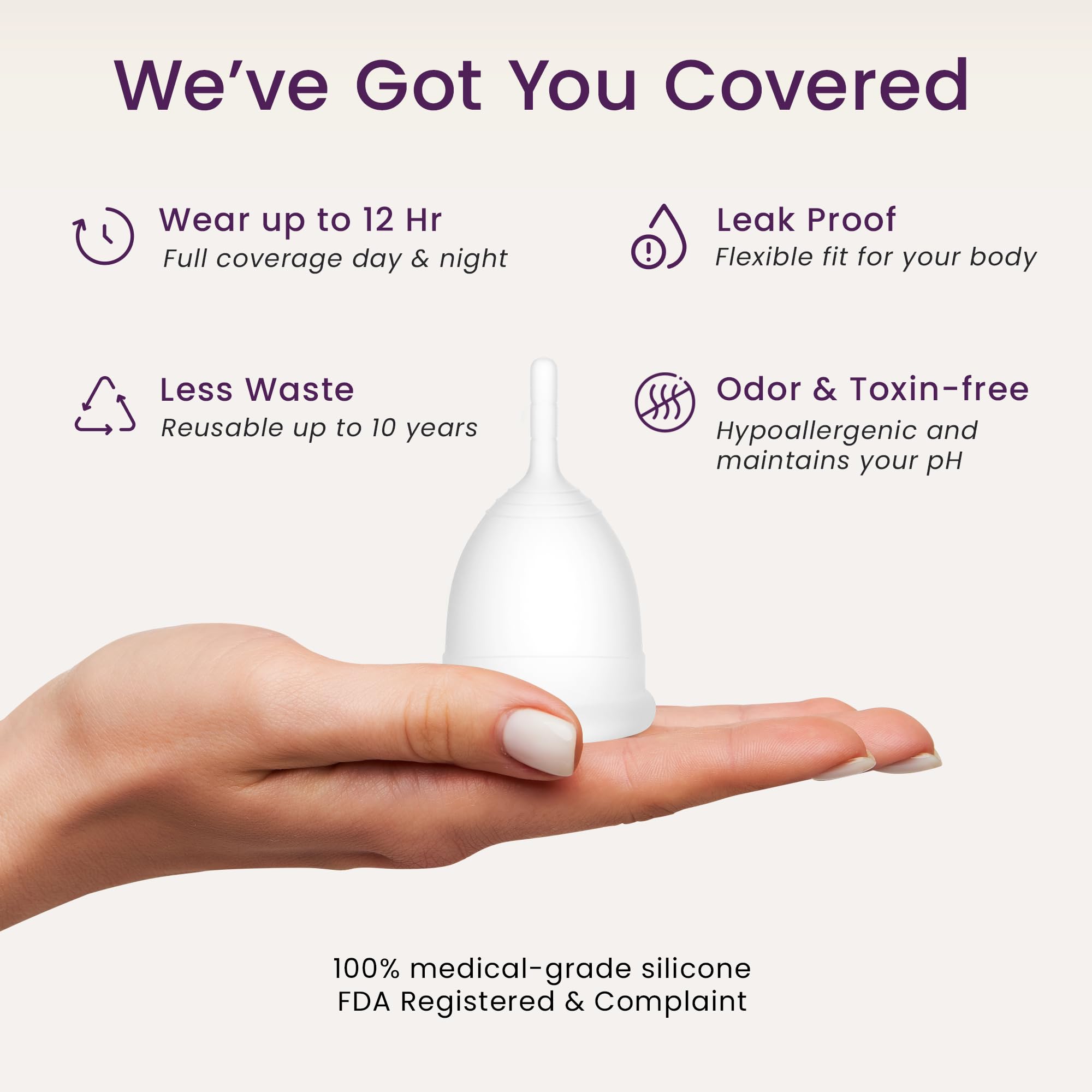 EcoBlossom copa menstrual, cómodo para uso de hasta 12 horas