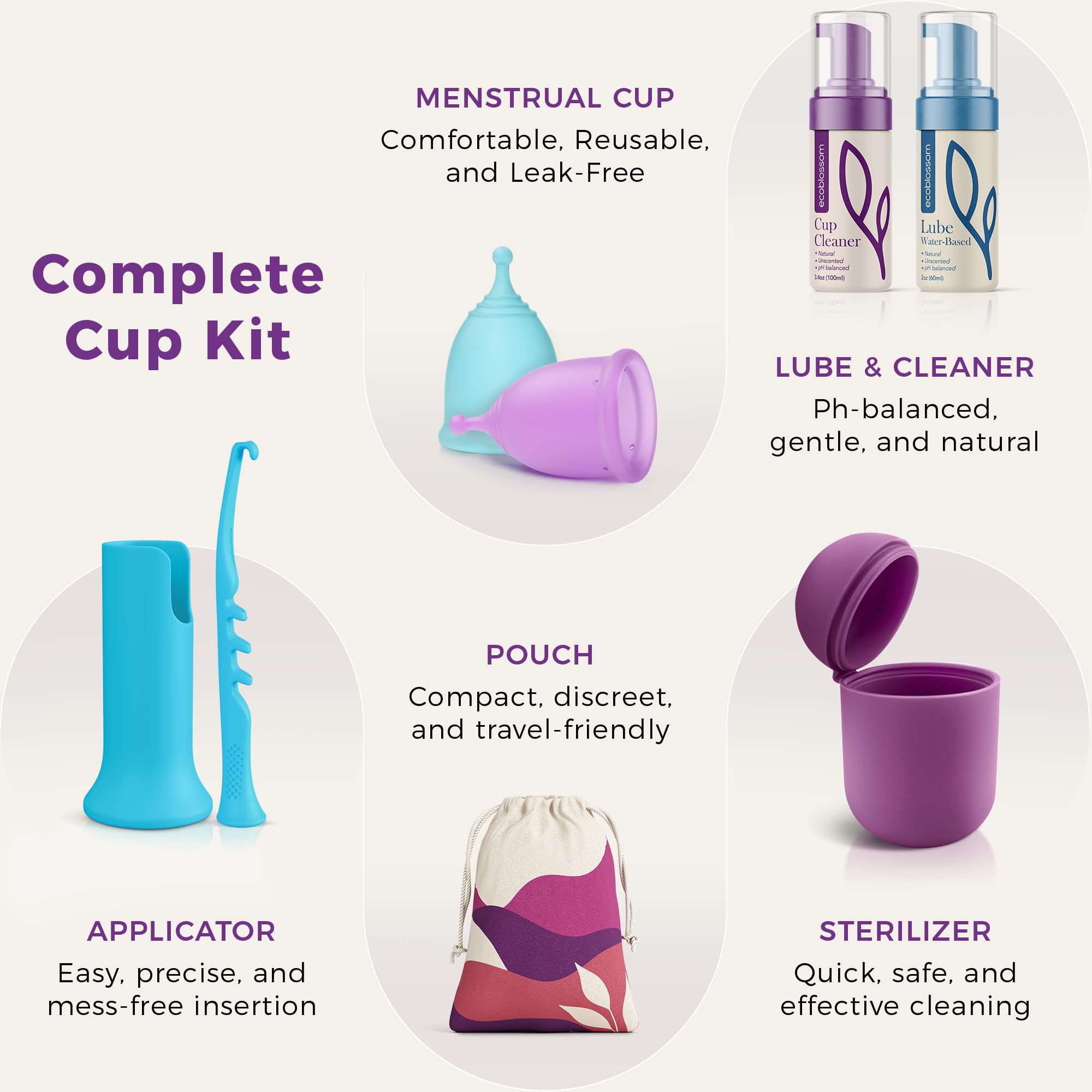 Ecoblossom copa menstrual pequenas en uso cómodo para inicio del periodo