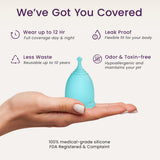 EcoBlossom copa menstrual reutilizable grande, para mayor capacidad y seguridad.