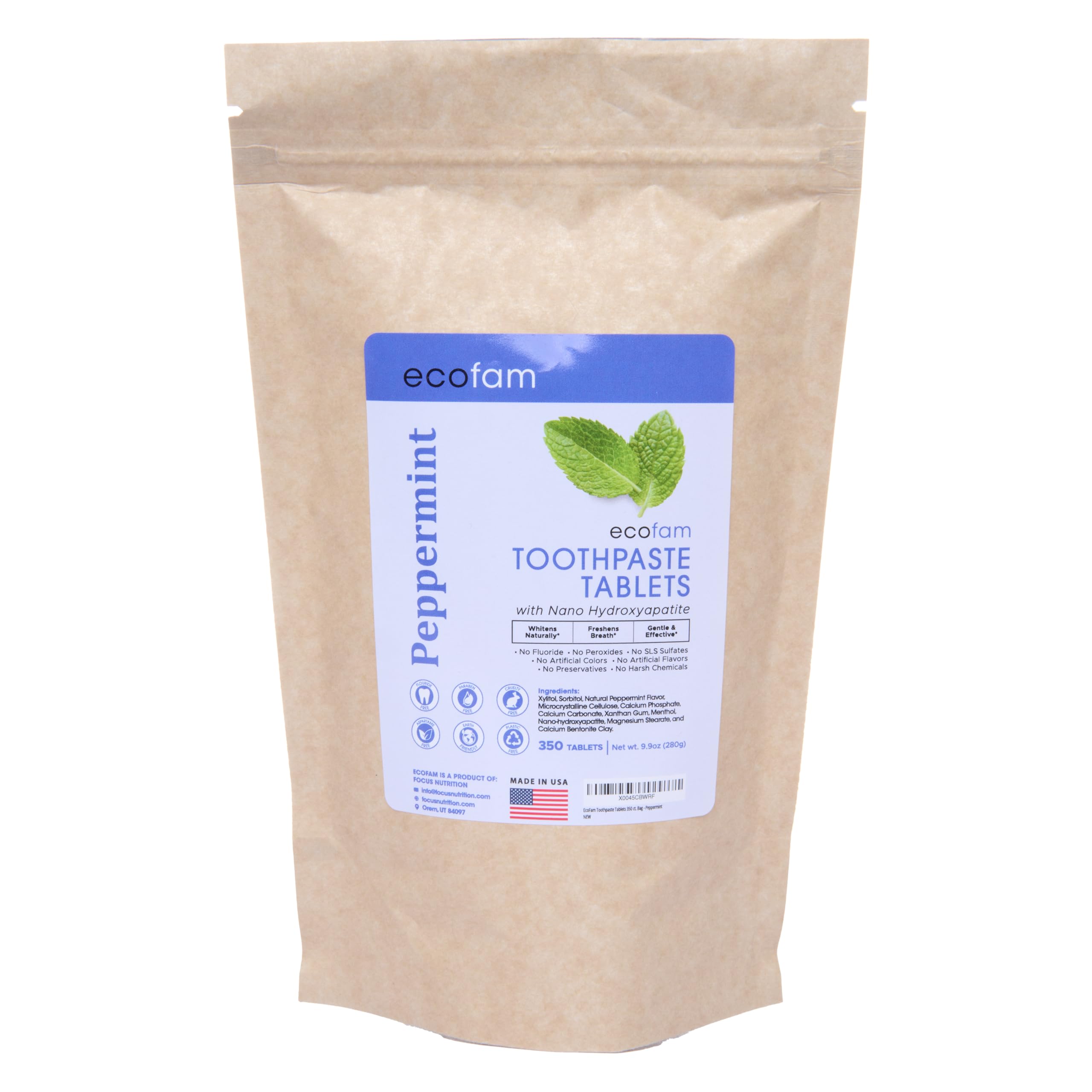 EcoFam pastillas dentales menta en envase a granel para rellenar y refrescar