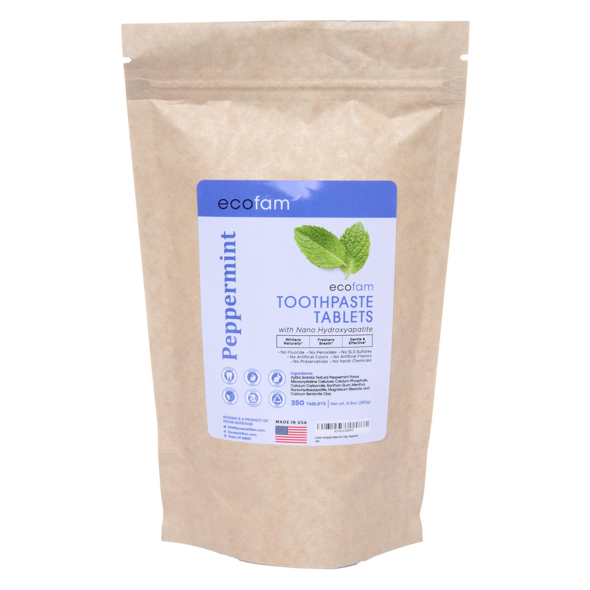 EcoFam pastillas dentales menta en envase a granel para rellenar y refrescar