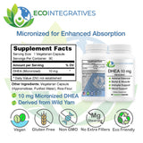 Cápsulas vegetarianas de EcoIntegratives DHEA 10 mg para uso diario.