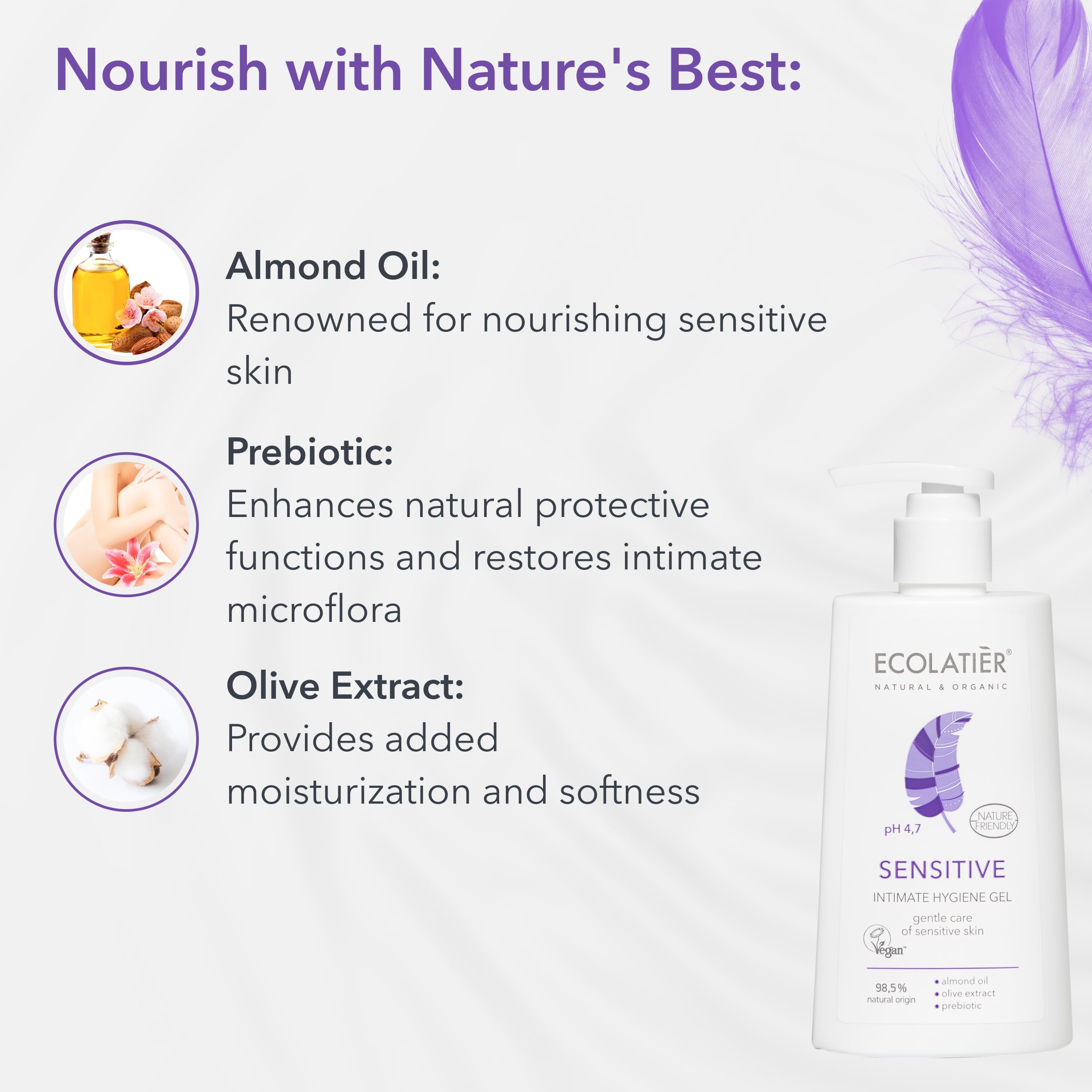 ECOLATIÈR prebiótico que ayuda a mantener la microflora íntima de forma natural.