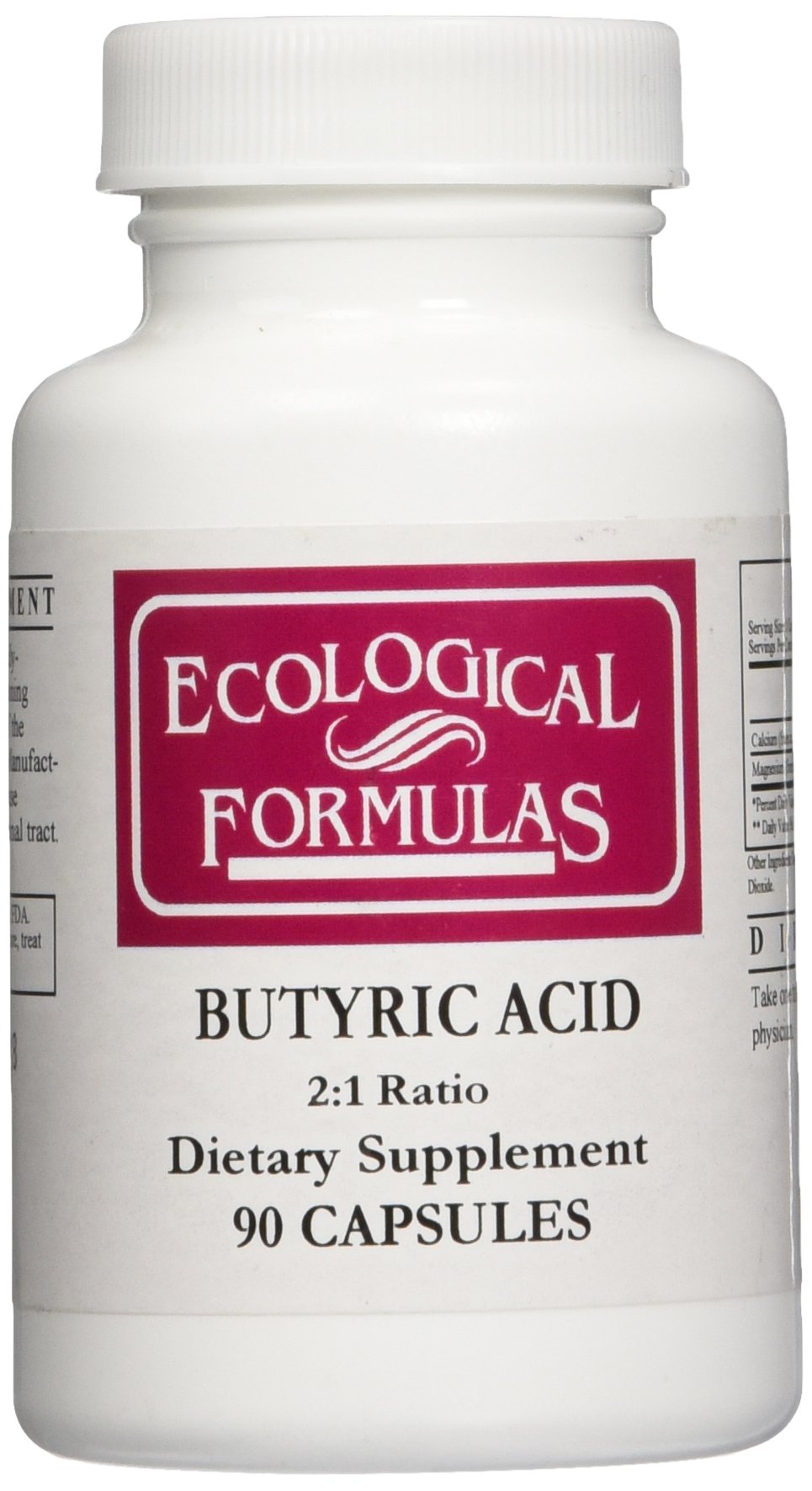 Ecological Formulas acido buritico tabletas 90 capsulas, vista frontal, uso diario.