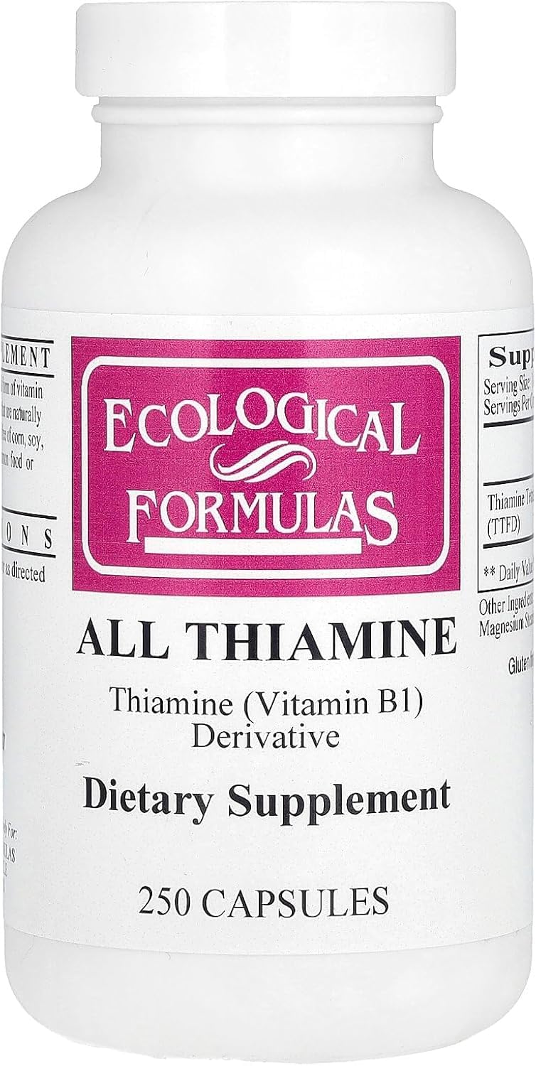 Ecological Formulas Allithiamine 50 mg cápsulas, suplemento diario de vitamina B1 para apoyo general.