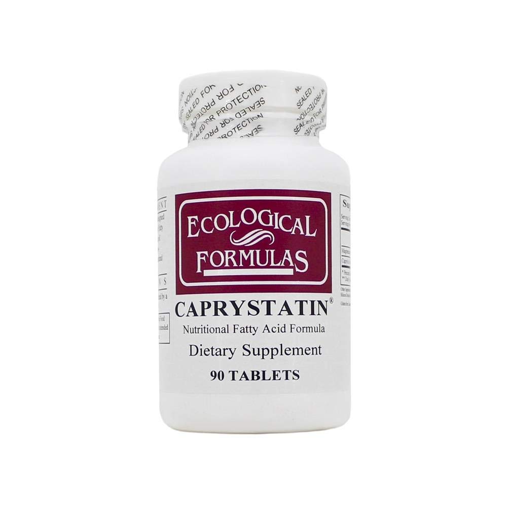 Caprystatin de Ecological Formulas, tabletas de 100 mg, conveniente empaque de 90 tabletas para uso diario.