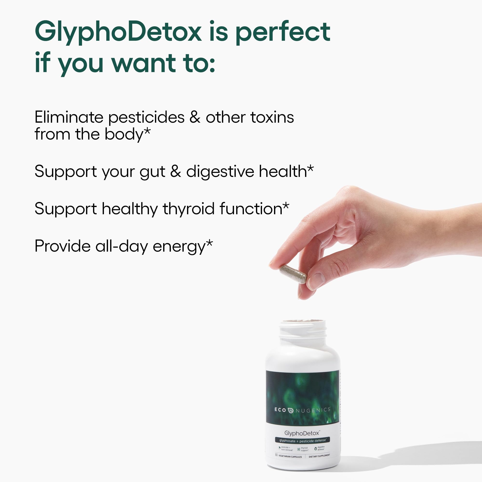 EcoNugenics GlyphoDetox-envase-60-capsulas: envase práctico para la ingesta diaria.