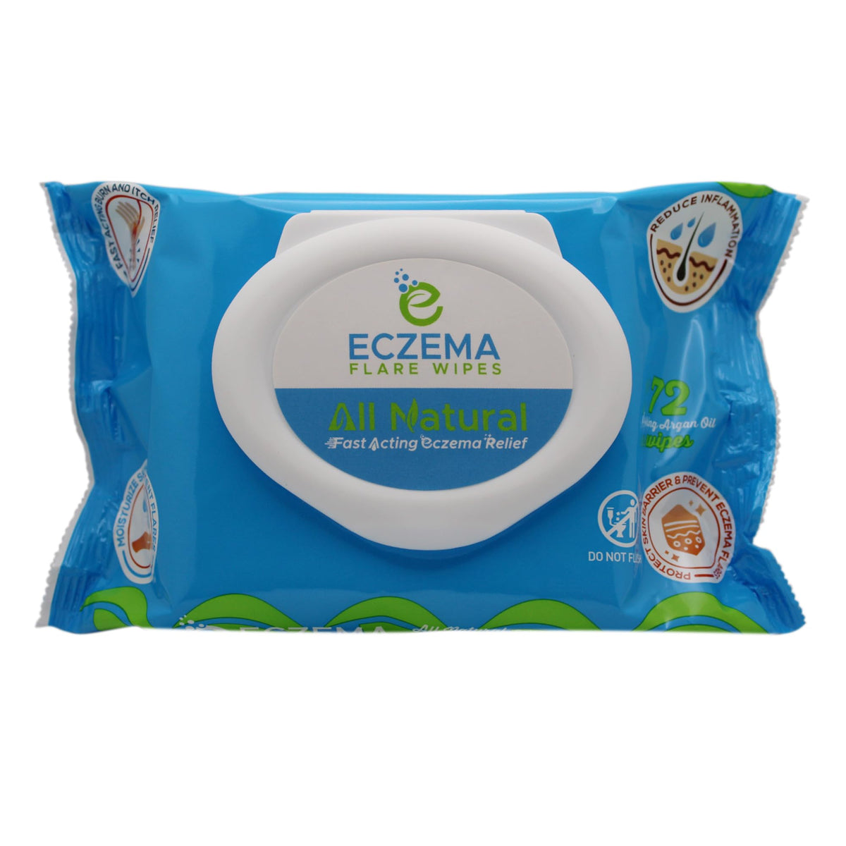 Eczema Flare Wipes: paquete de 72 unidades, práctico para llevar y usar.