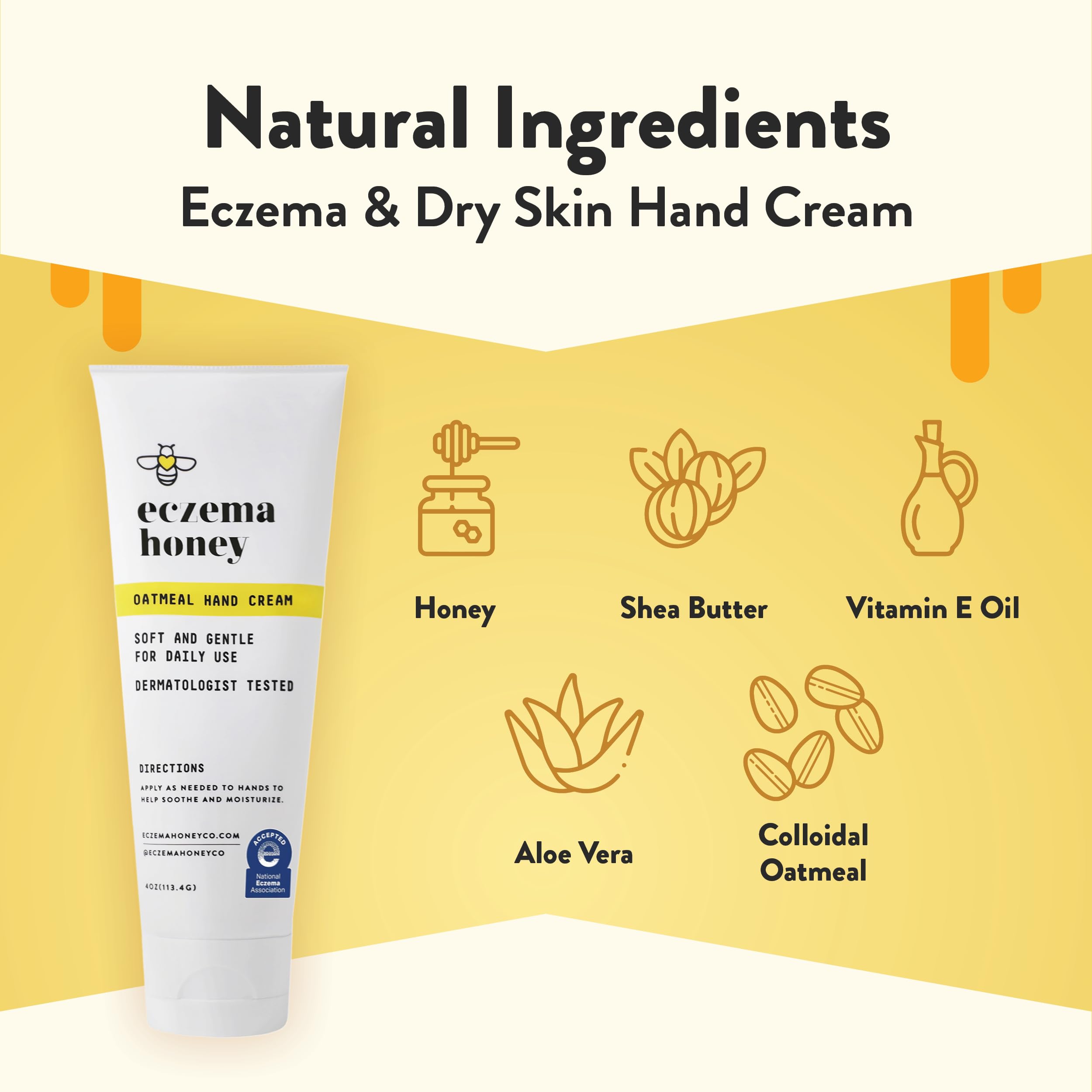 ECZEMA HONEY aplicación-manual muestra la crema para aliviar la sequedad.