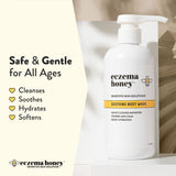 Eczema Honey, etiqueta 13 oz con información clara para uso diario.