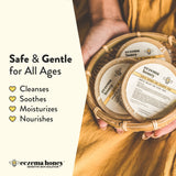 Ingredientes naturales: avena coloidal, miel y aceites para hidratación suave.