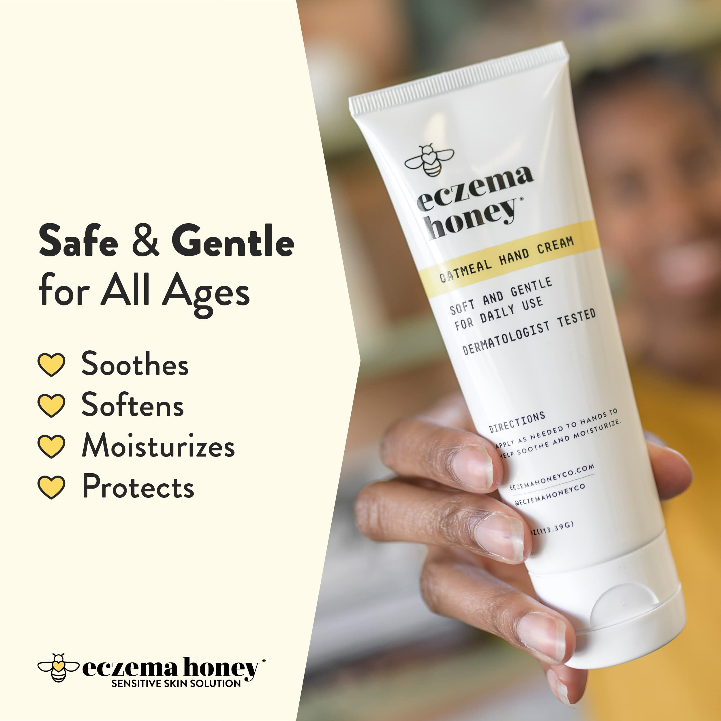 ECZEMA HONEY textura-cremosa indica hidratación suave para uso diario.