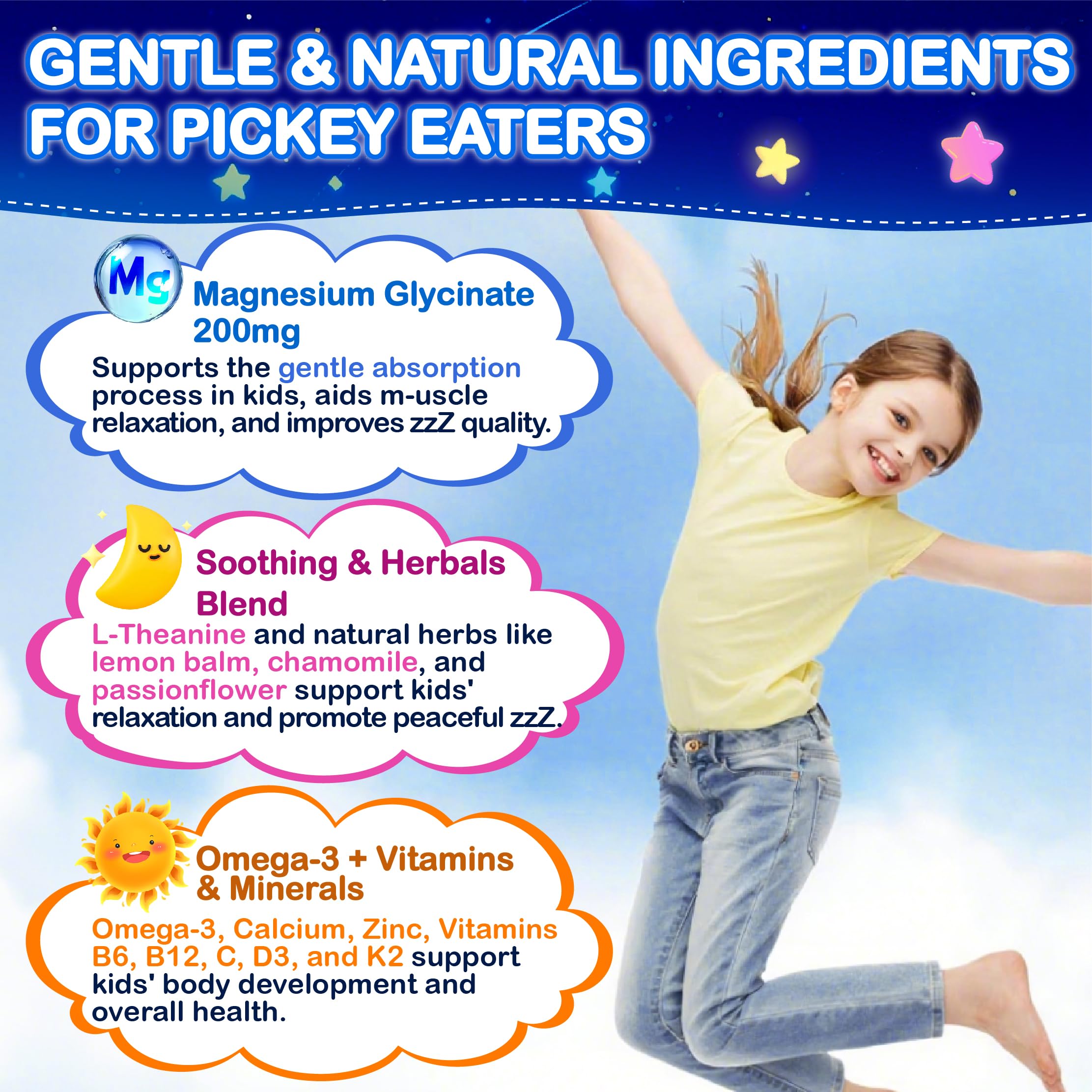 Edmmyliy gomas magnesio para niños, etiqueta clara, información nutricional visible