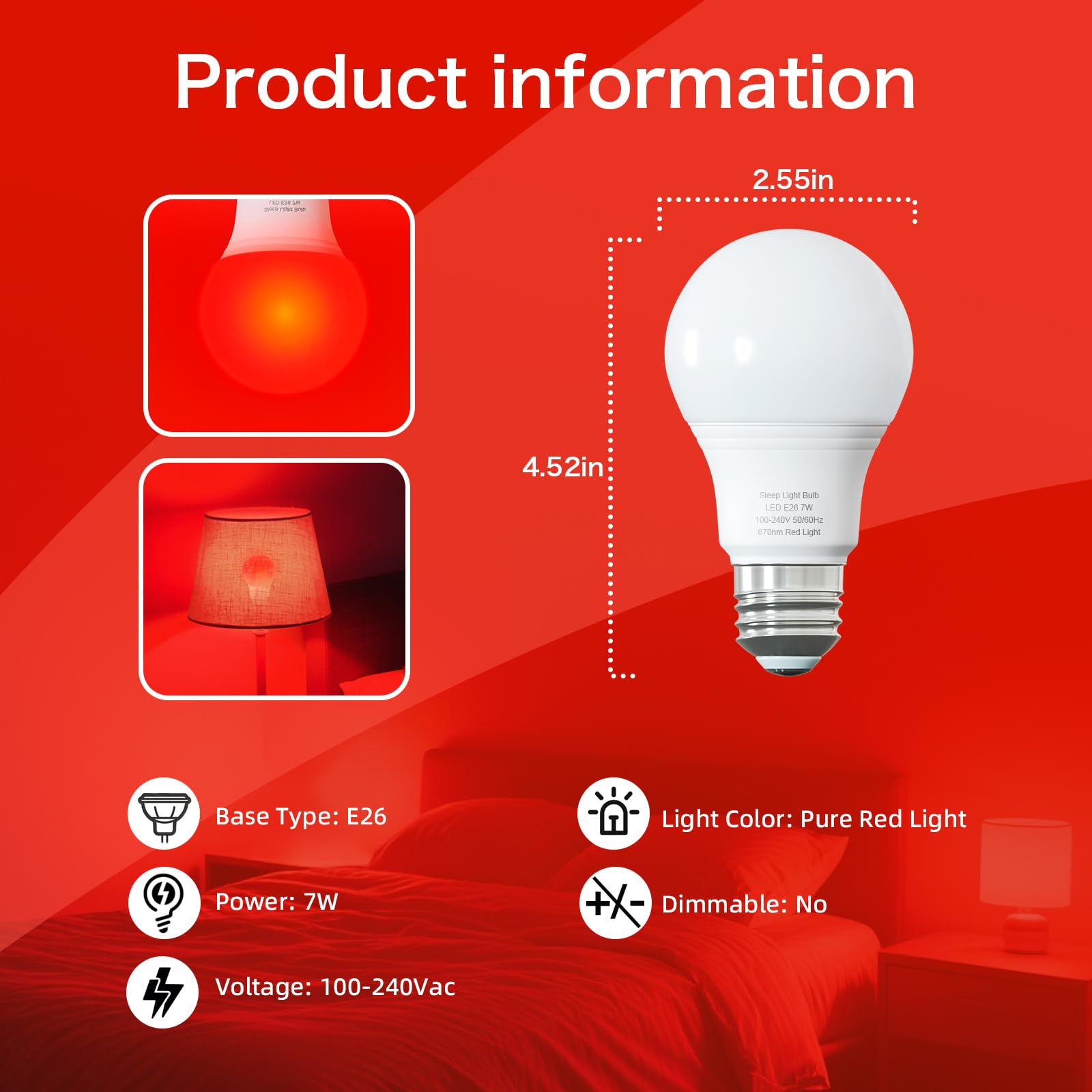 Edoyosa luz roja 670nm con bloqueo de luz azul para dormir sin distracciones.
