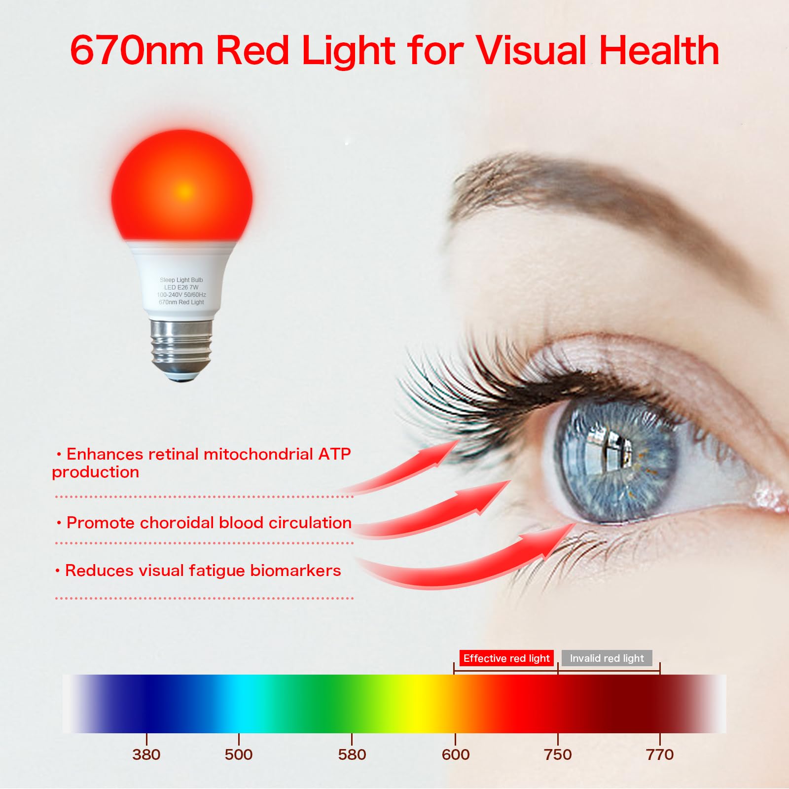 Edoyosa luz roja 670nm para relajación nocturna sin interrupciones.