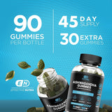 Etiqueta detallada de Effective Nutra Ashwaganda Gomitas para confianza y claridad de beneficios.