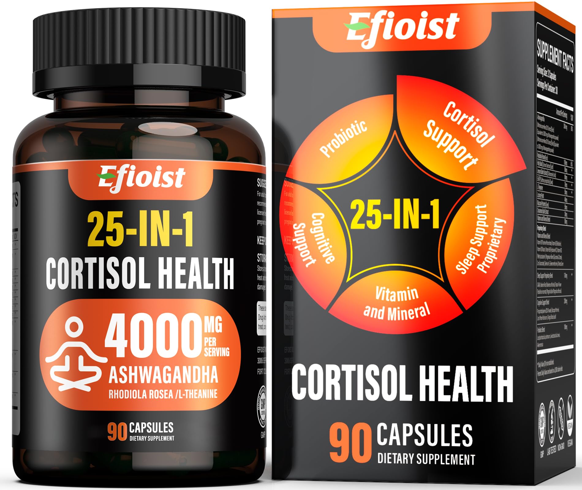 Efioist botella de cápsulas para apoyo diario del cortisol