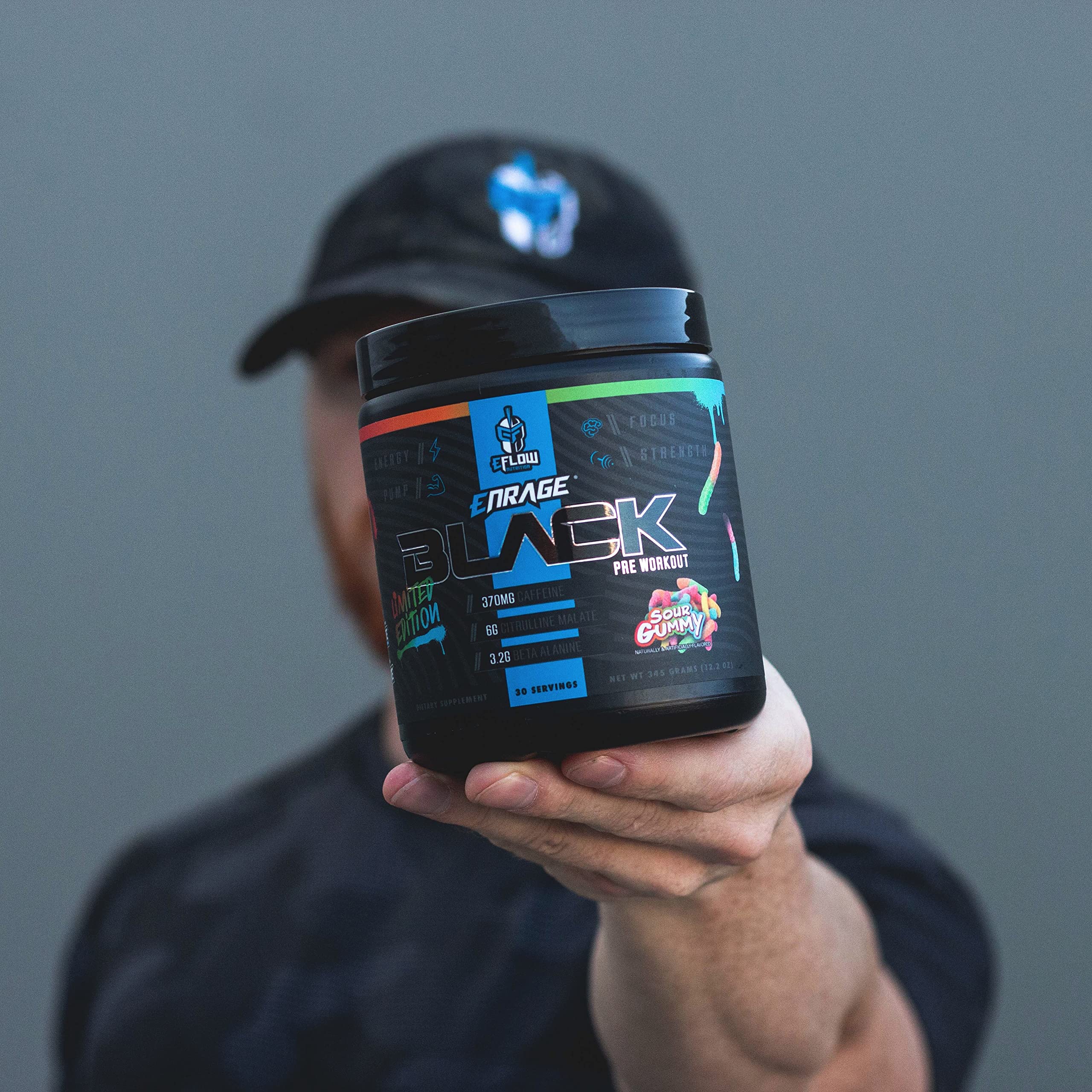 eFlow Nutrition Enrage negro preparación vaso: mezcla suave para iniciar la sesión