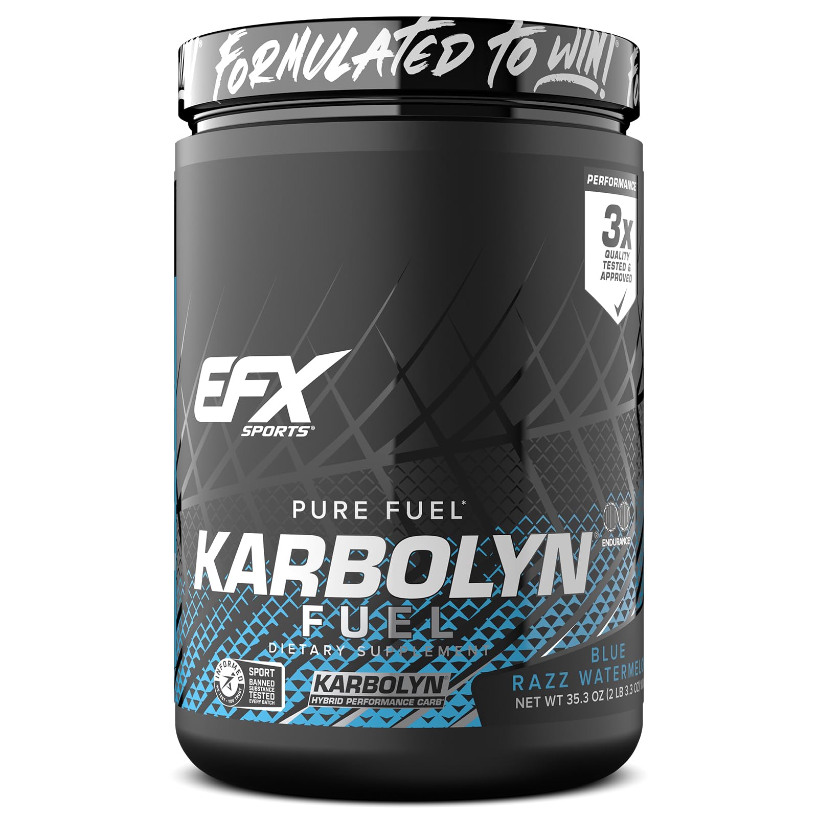 EFX Sports Karbolyn Fuel botella, energía rápida para entrenamientos intensos.
