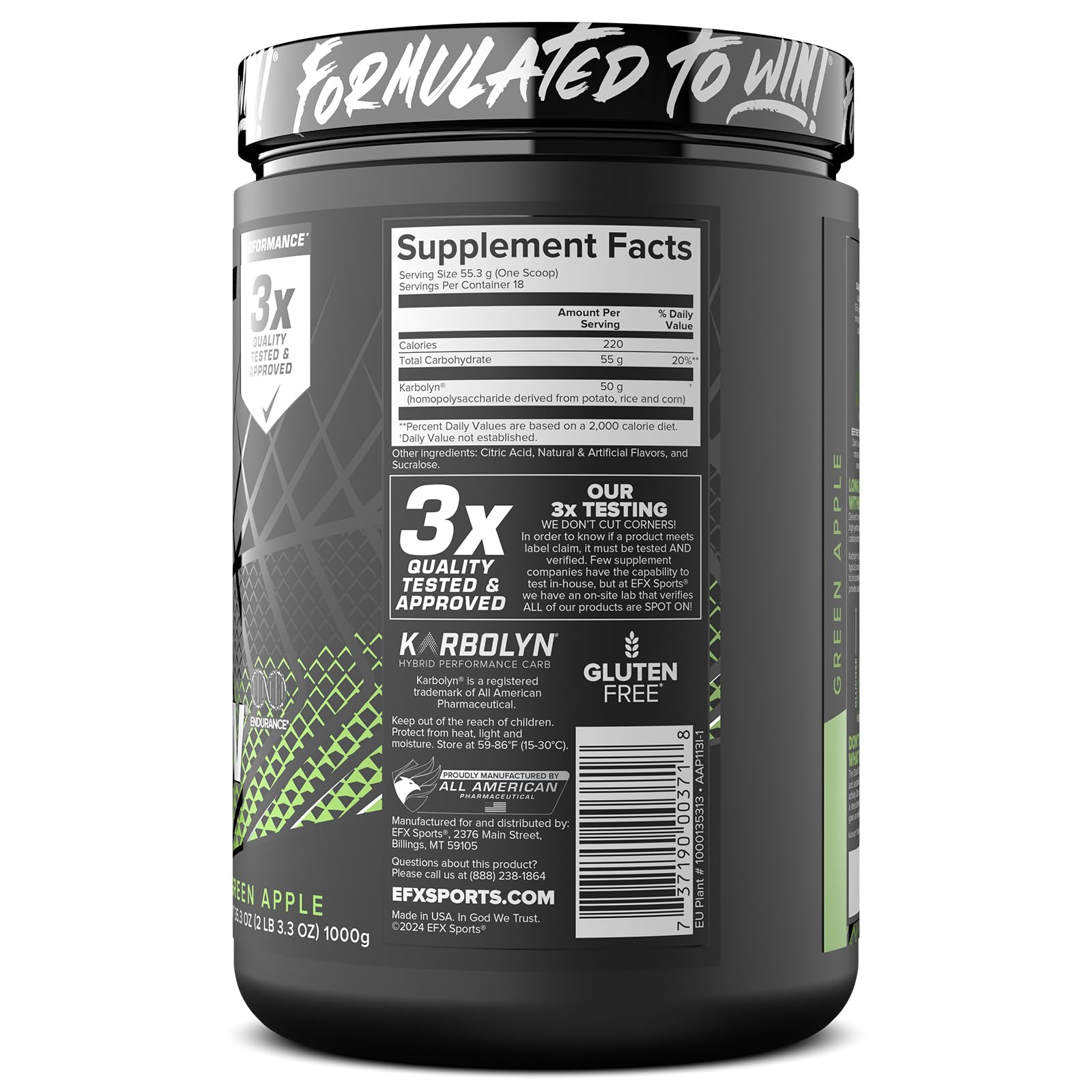 EFX Karbolyn Fuel certificado Informed Sport para tranquilidad del usuario