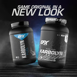 EFX Karbolyn Fuel etiqueta frontal con información de carga de carbohidratos.
