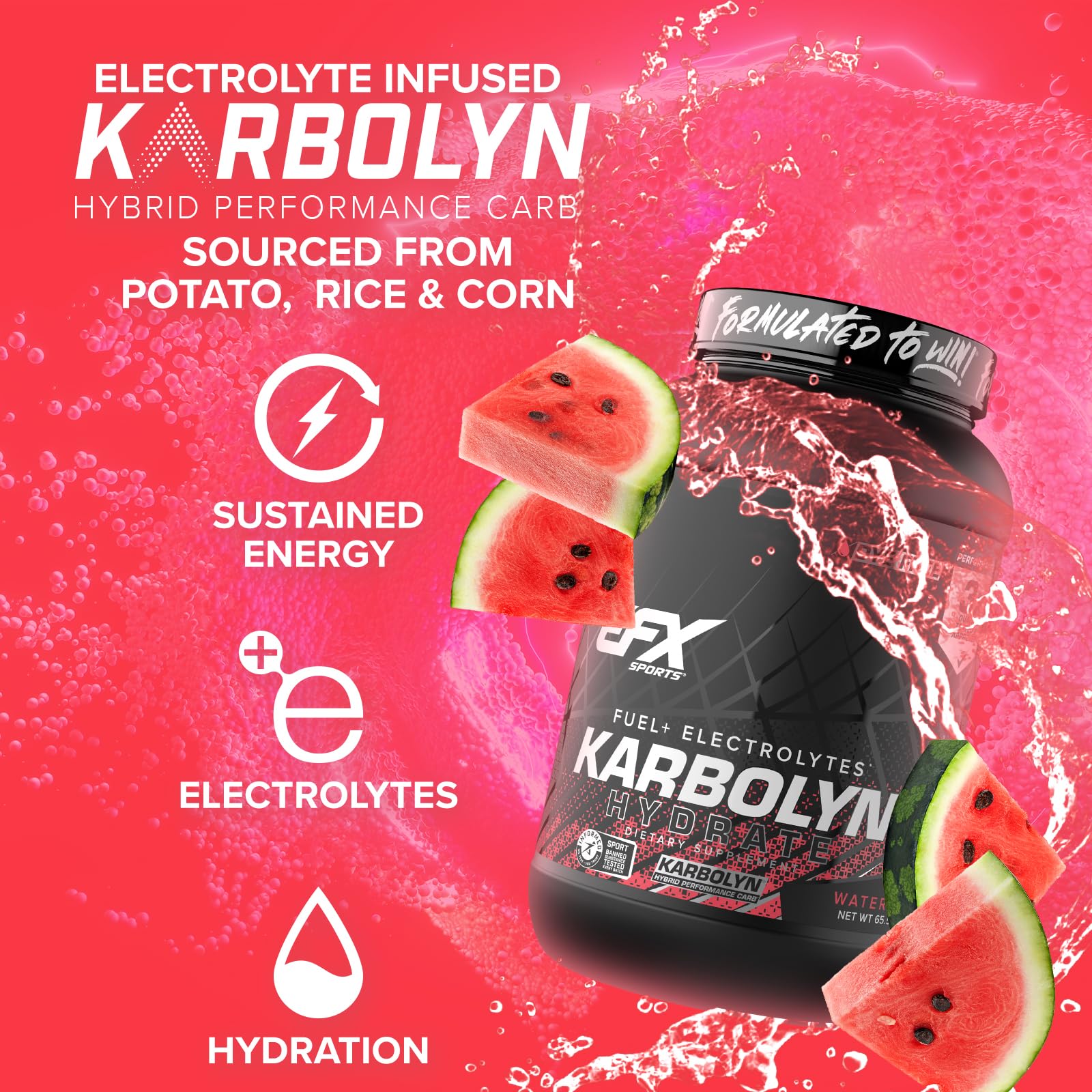 EFX Karbolyn Hydrate, sin azúcar, bebida deportiva limpia.