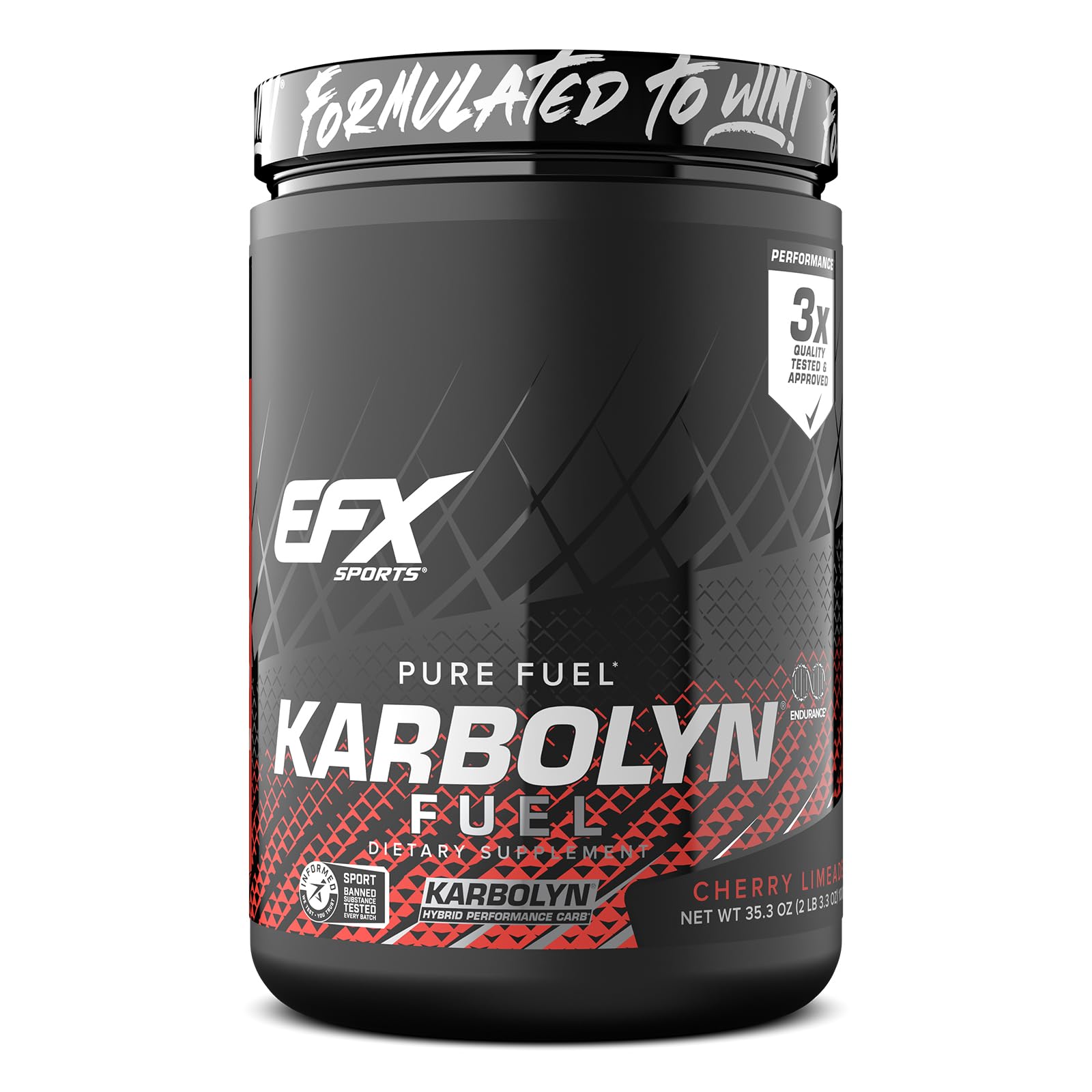 EFX Sports Karbolyn Fuel en botella para entrenamientos intensos y carga rápida de energía.