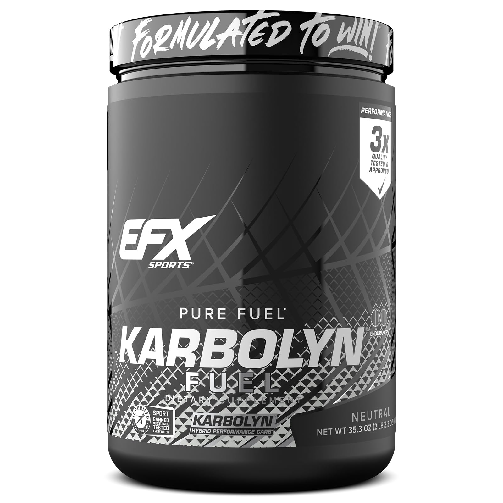EFX Sports Karbolyn Fuel envase frontal mostrando energía rápida para entrenar