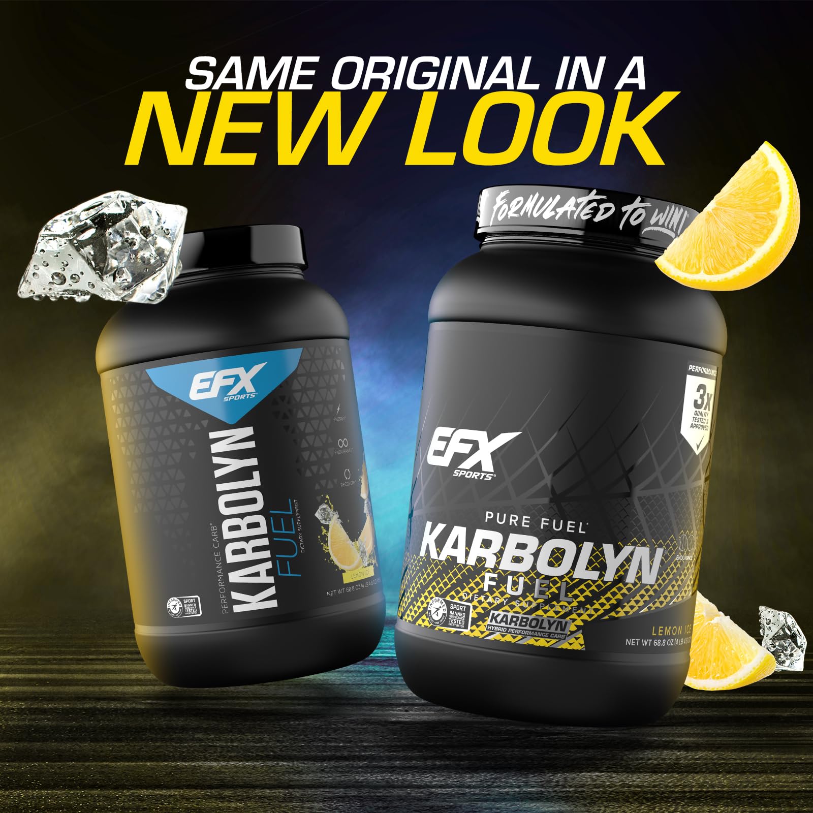 EFX Sports Karbolyn Fuel, etiqueta frontal clara para compra informada