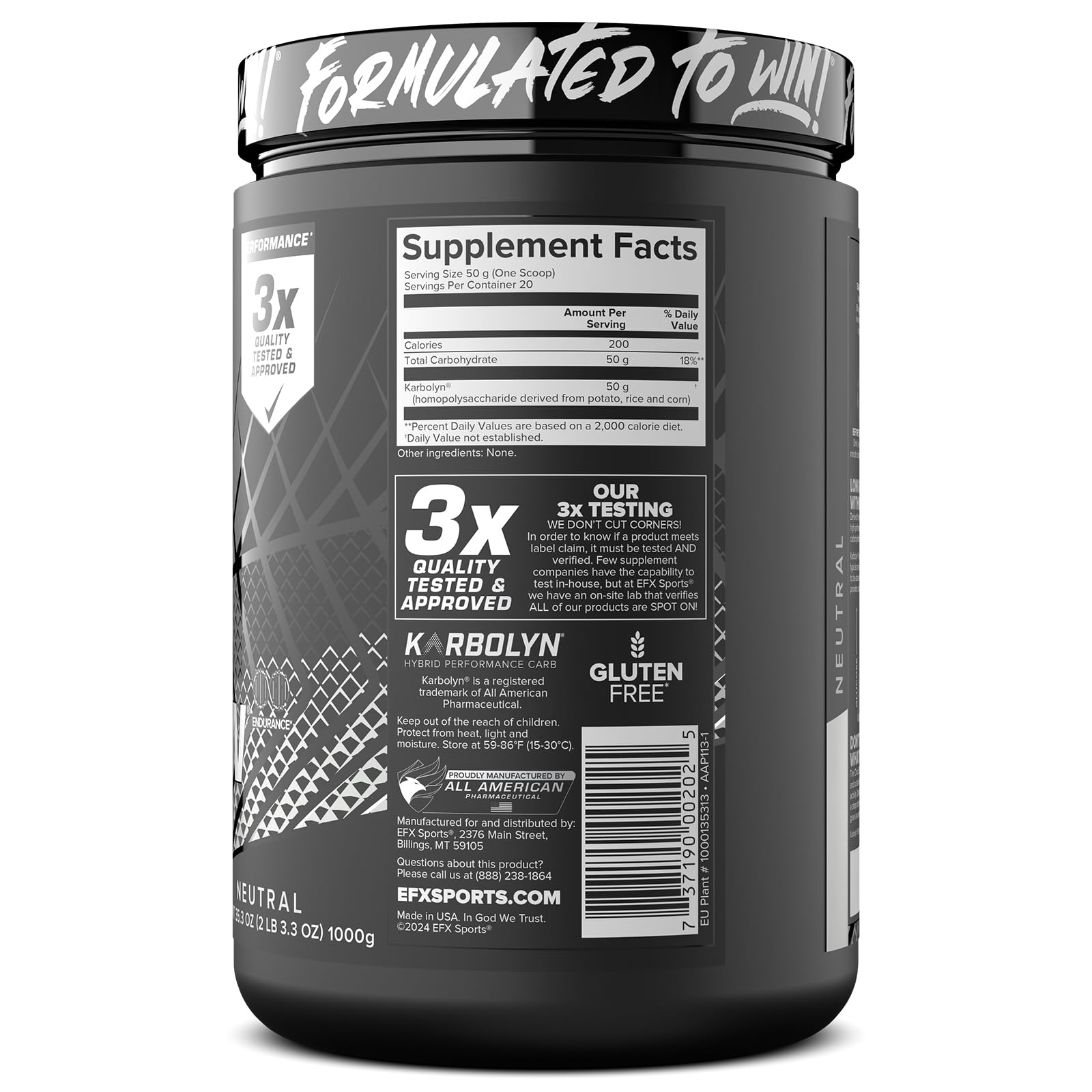 EFX Sports Karbolyn Fuel uso diario para entrenamiento constante