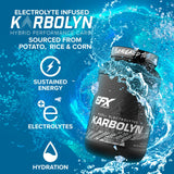 EFX Sports Karbolyn Hydrate: etiqueta de electrolitos para rehidratación equilibrada.