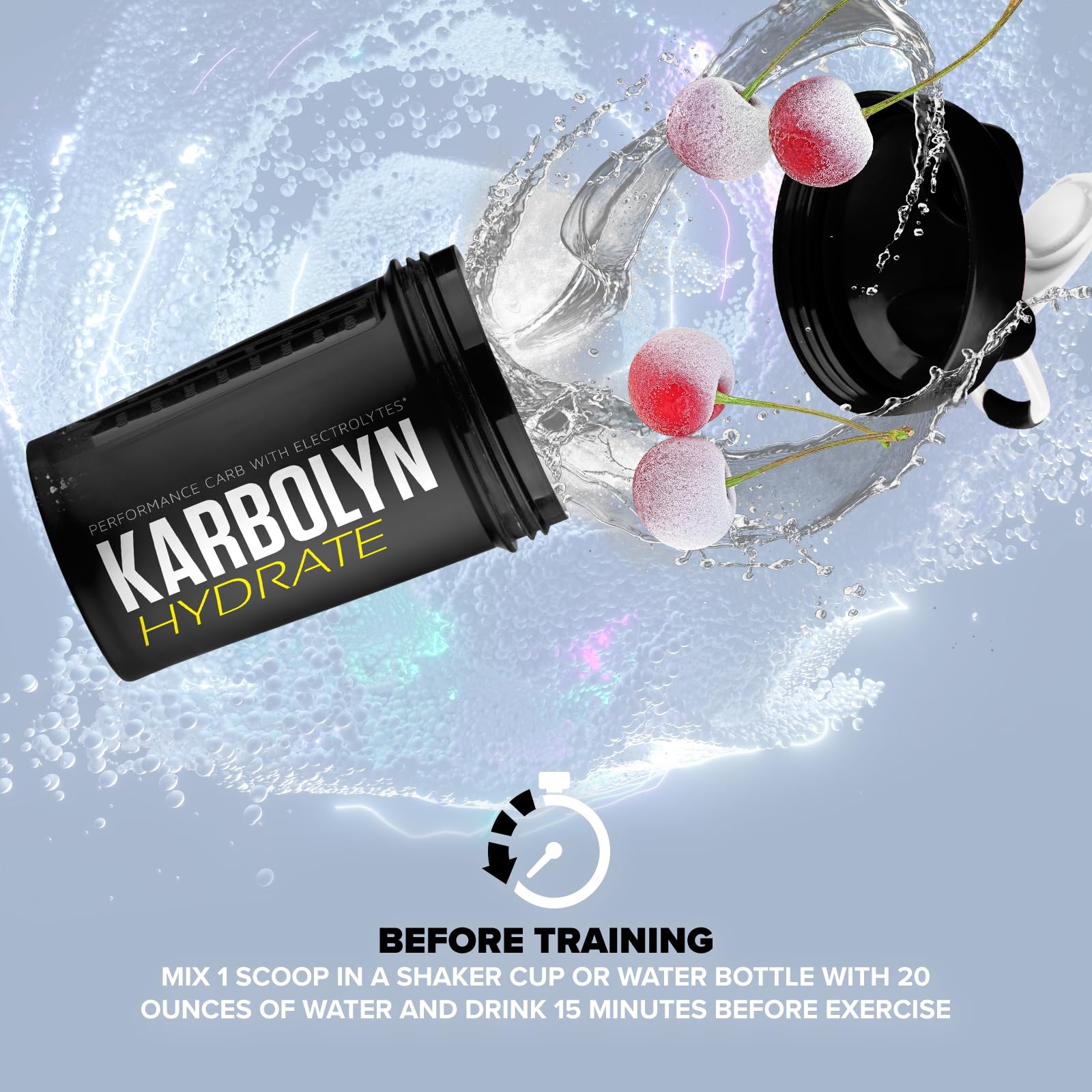 EFX Sports Karbolyn Hydrate, vaso lleno con bebida lista para rehidratación