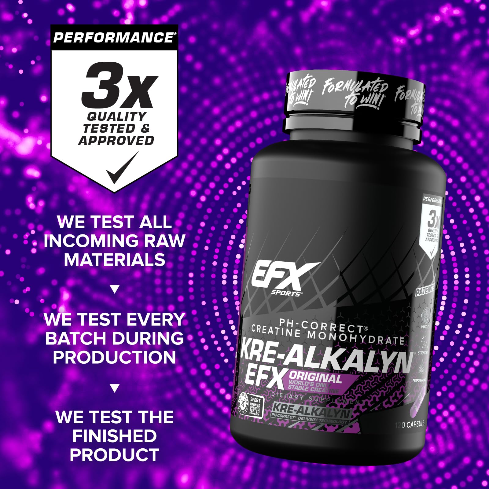 Control de calidad de Kre-Alkalyn EFX en lote.