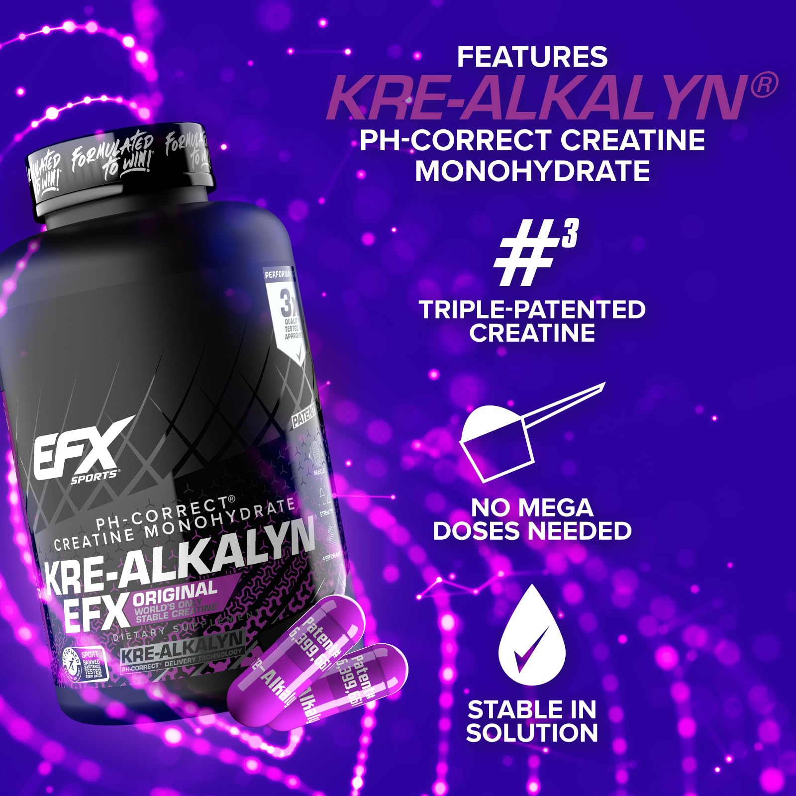 Dosis de Kre-Alkalyn EFX en mano, toma rápida sin mezclar.