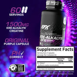 Etiqueta de Kre-Alkalyn EFX con pureza y pruebas de calidad.