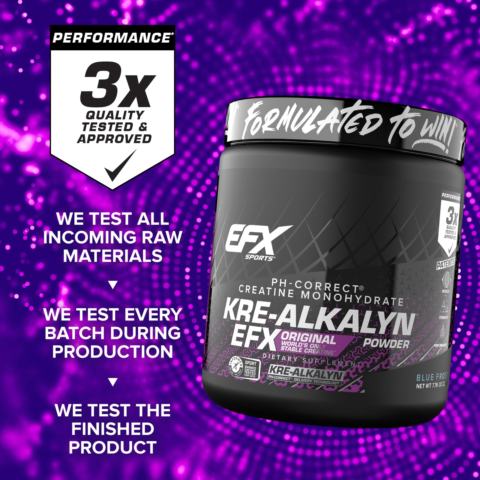 Ingrediente clave Kre-Alkalyn EFX para fortalecer la rutina de entrenamiento.