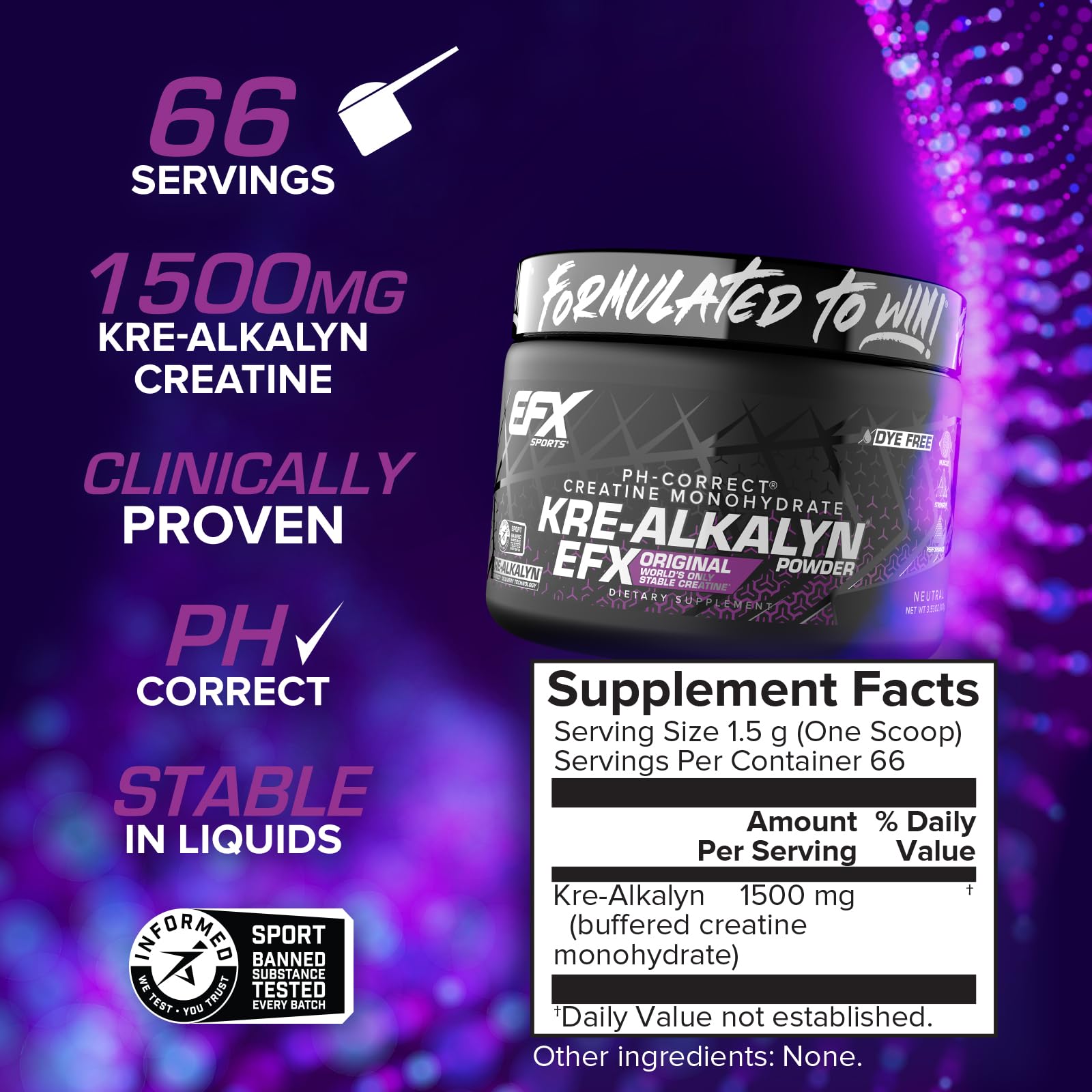 EFX Sports Kre-Alkalyn EFX sabores-frutales, toma agradable tras entrenar