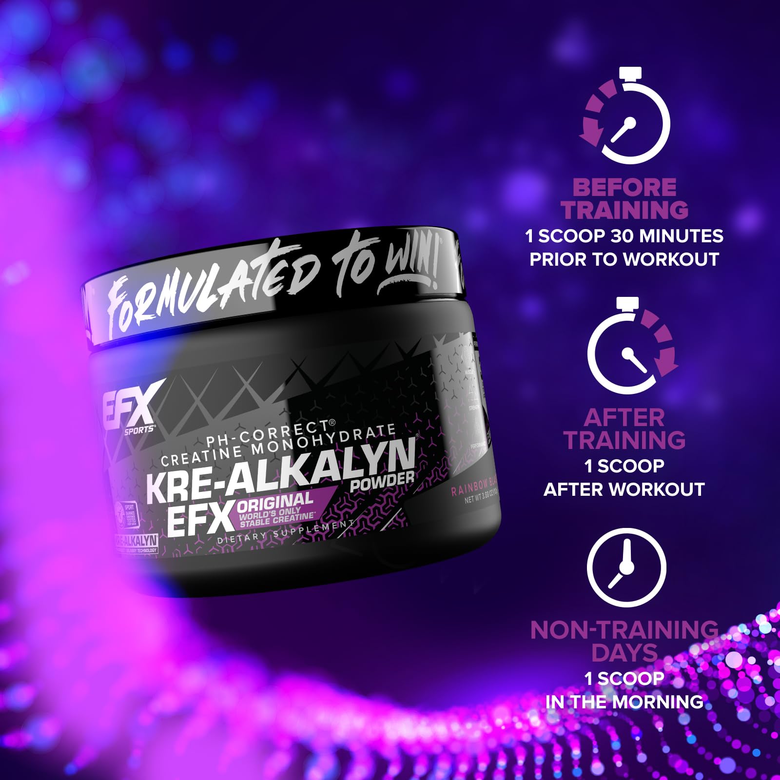 EFX Sports Kre-Alkalyn EFX, uso constante durante el entrenamiento