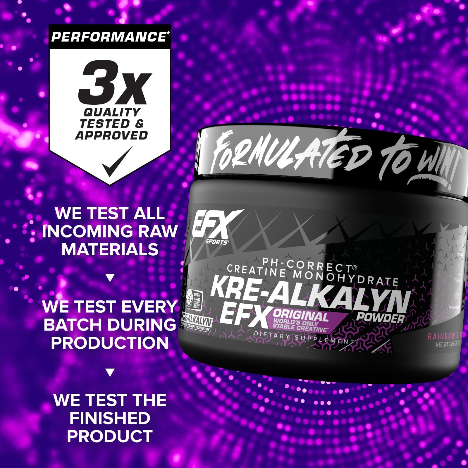 EFX Sports Kre-Alkalyn EFX, tarro resistente en mesa de entrenamiento