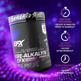 EFX Sports Kre-Alkalyn complemento para entrenamientos de fuerza.